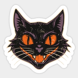 Vintage Halloween Black Cat - Distressed Sticker
